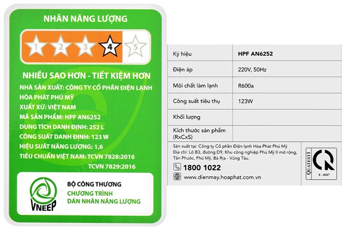 Tủ đông Hòa Phát 252 lít HPF AN6252